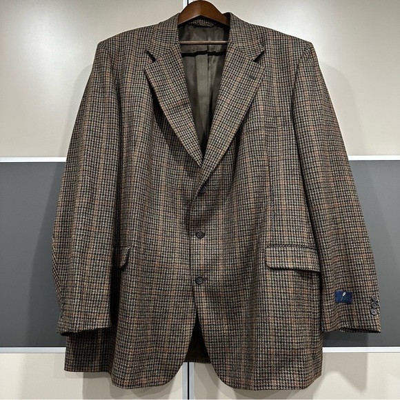 LaCrosse Other - LACROSSE Mens Tweed Sport Coat Blazer Houndstooth Plaid Wool Alpaca 52 Extra L